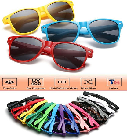 Fsmiling Yellow Sunglasses Bulk Adult Party Sunglasses 80s Glasses Shades for Men Women Mardi Gras-15Pack,UV Protection
