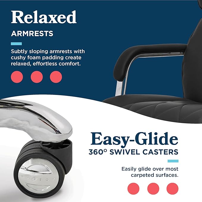La-Z-Boy Sutherland Ergonomic Faux Leather Swivel Computer and Desk Chair, Black (CHR10048A)
