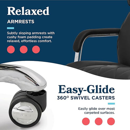 La-Z-Boy Sutherland Ergonomic Faux Leather Swivel Computer and Desk Chair, Black (CHR10048A)