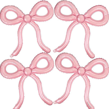 4 Pcs Pink Bow Balloons Bow Birthday Decorations for Girls Women Bow Theme Birthday Party Decorations for Bridal Shower Baby Shower Engagement Bachelorette Party Decorations 26 x 24 Inch