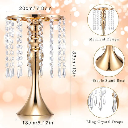 Unittype 4 Pcs Wedding Centerpieces for Tables 13 Inch Tall, Crystal Flower Stand Floral Vases for Tabletop Flower Arrangement Stand Valentines Gift Baptism Christmas Party Decor (Gold)