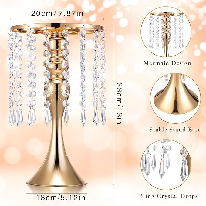 Unittype 12 Pcs Wedding Centerpieces for Tables 13 Inch Tall, Crystal Flower Stand Floral Vases for Tabletop Flower Arrangement Stand Valentines Gift Baptism Christmas Party Decor (Gold)