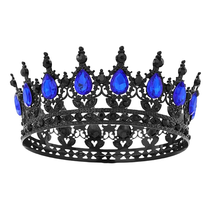Black Crown for Women Crystal Tiara and Queen Crown for Girl Wedding Headband for Bride Hair Accessories for Costume Birthday Party Cake Decoration Prom
