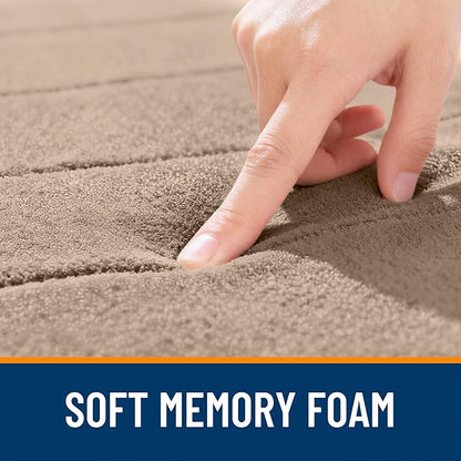 OLANLY Memory Foam Bath Mat 59x35, Super Soft Absorbent Bathroom Rugs, Quick Dry, Machine Washable Shower Floor Rugs, Bathmat Carpet, Bathroom Home Decor Accessories, Tan