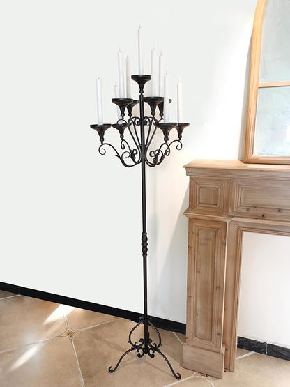 Metal Tall Floor Candelabra - 9 Arm Candle Stand - Wedding Centerpiece