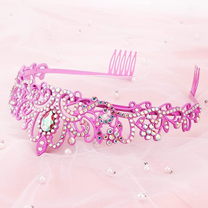 COCIDE Pink Tiaras and Crowns for Women Crystal Princess Tiara Rhinestone Queen Crown with Combs Bride Bridal Wedding Prom Halloween Christmas Birthday Party Hair Accessories for Girls