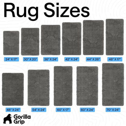 GORILLA GRIP Bath Rug Mat 36x24, Soft Absorbent Chenille, Quick Dry Microfiber Mats, Rubber Backing Washable Shower Floor Rugs, Bathmat Runner, US Designed Bathroom Home Decor Accessories Charcoal