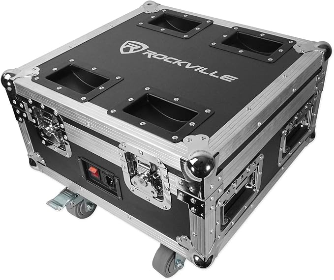Rockville ROCKWEDGE PACKAGE BLACK (6) Battery Wireless DMX Par Lights, RGBWA+UV, Rechargeable, Charging Case, Remote, 36-Hour Battery, Flicker-Free, for DJs and Event Lighting