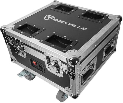 Rockville ROCKWEDGE PACKAGE BLACK (6) Battery Wireless DMX Par Lights, RGBWA+UV, Rechargeable, Charging Case, Remote, 36-Hour Battery, Flicker-Free, for DJs and Event Lighting