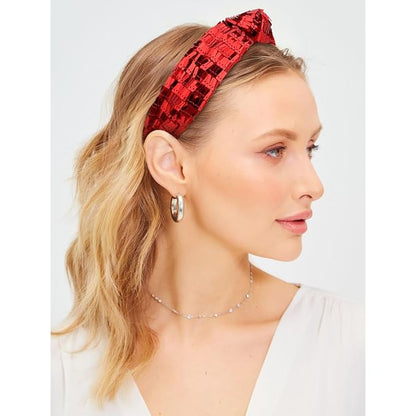 Red Headbands for Women Sequins Knotted Headband Top Knot Hair Band Non-slip Head Band Soft Fashion Christmas Accessories for Women Girls