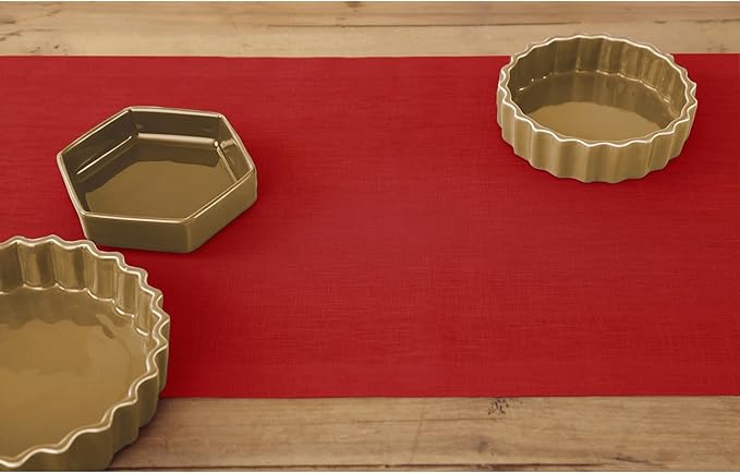 Solino Home Linen Red Table Runner 144 Inches Long - 100% Pure Linen Extra Long Table Runner 14 x 144 Inch for Christmas, Holiday, Winter, New Year - Fete