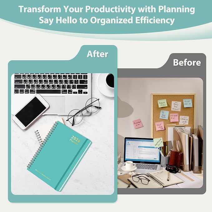 2026 Planner, Weekly and Monthly Calendar Academic Planner, Jan 2026 - Dec 2026, 8.5‘’ x 11'', Planning Agenda Book for Desk Accessories and School Supplies - Letter Size