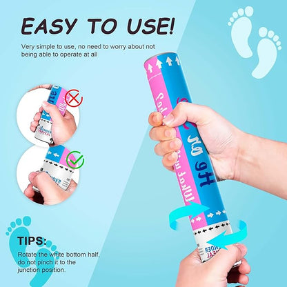 Gender Reveal Confetti Cannon | No Powder Confetti Poppers | Ideal for Baby boy Gender Reveal Decoration (6 blue)