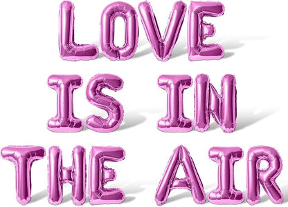 Letter Balloons - LOVE IS IN THE AIR 16" Inch Alphabet Letters Foil Mylar Balloon Valentines Day Party Banner (Pink)