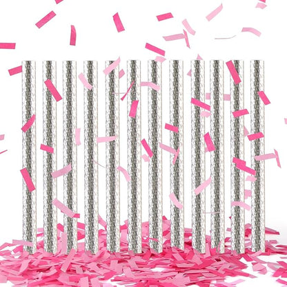 BATTIFE It's a Girl, 30Pack Gender Reveal Confetti Sticks, Tissue Paper Confetti Flick Flutter Wands for Baby Girl Shower, Wedding, Birthday Party Supplies Decoration, Shoot Poppers, 14inch Pink