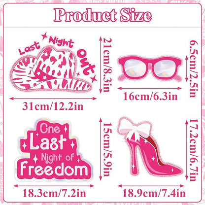 SUNBEAUTY 36 Pcs Bachelorette Photo Booth Props Pink Girls Birthday Decorations Photo Props for Wedding Bridal Shower Bachelorette Party Supplies