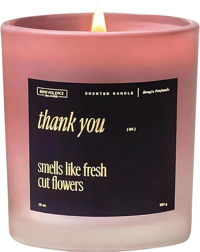 Benevolence LA Thank You Scented Candles | 10 oz, 40-50 Hour Burn, Thank You Gifts for Women, Men Coworkers | Appreciation Gifts for Best Friend | Fall Candles - Smells Like Fresh Cut Flowers