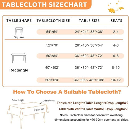 Fall Rectangle Tablecloth 60 x 102 Inch, Thanksgiving Autumn Harvest Maple Leaves Table Cloth, Spill Proof Wipeable Washable Rectangular Table Covers for Party Picnic Dinner Decor