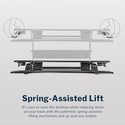 Vari VariDesk Pro Plus 36 - Adjustable Desk Converter with 11 Height Settings - Laptop Sit Stand Desk Riser for Home Office, Table Tops, Workspace - Fully Assembled with Spring Loaded Lift - Black