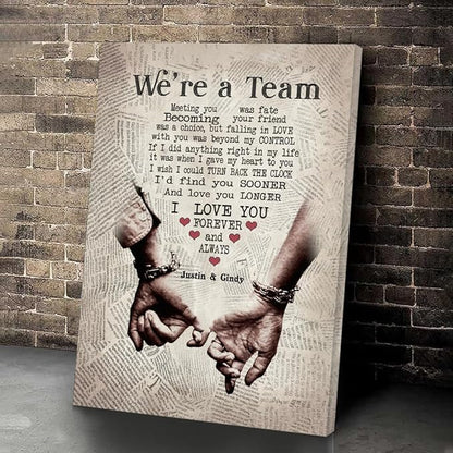 GABITA Personalized Wall Art for Couples, Anniversary Canvas for Couple Parent Grandparent, We're A Team Canvas for Couple Lover Husband Wife, Romantic Wall Decor, Wedding Keepsake