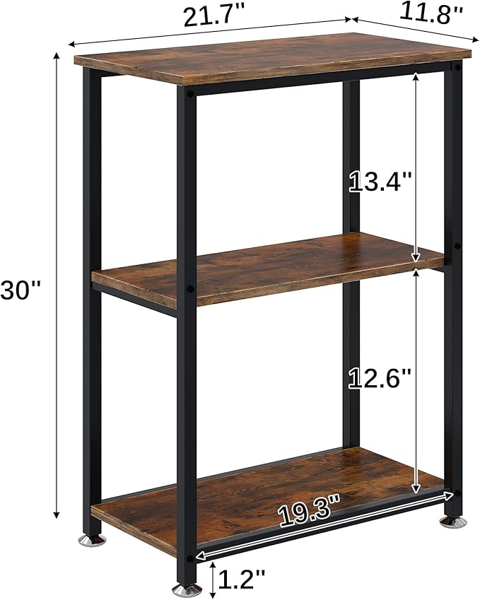 VECELO Tall End Side Table,30" Height Nightstand with 3-Tier Storage Shelf for Living Room Bedroom Office Hallway Study
