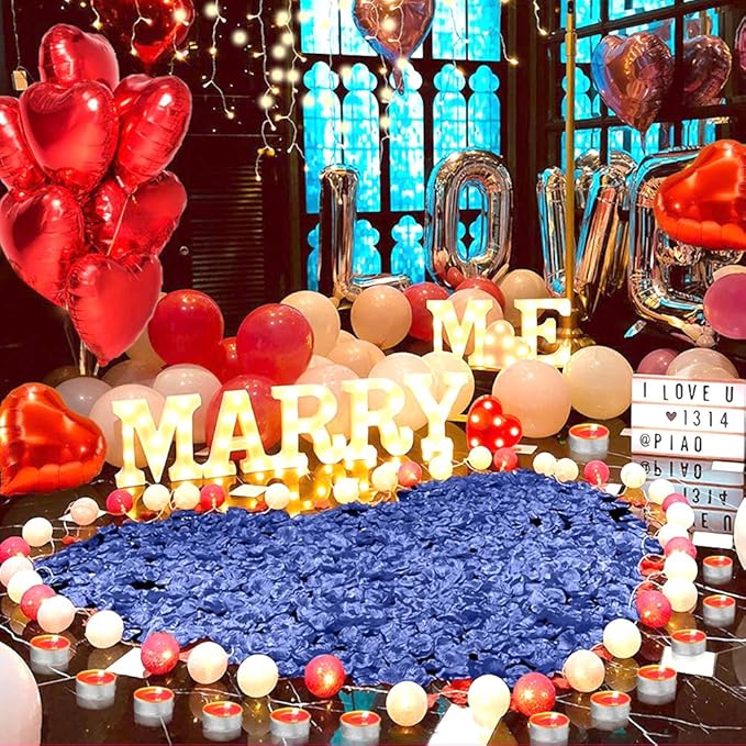 Rose Petals 2000pcs Artificial Silk Blue Rose Petals Flower Petals Fake Faux Roses Petal for Romantic Night Roses Petal Decorations for Wedding Proposal Anniversary Valentine's Day Flower Decorations