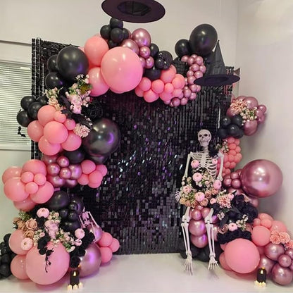 Black Shimmer Wall Backdrop 24 Pcs - 4x6ft Glitter Sequin Photo Booth Background for Wedding Birthday Party Anniversary Decor, Reusable & Easy to Install with Zip Ties Included