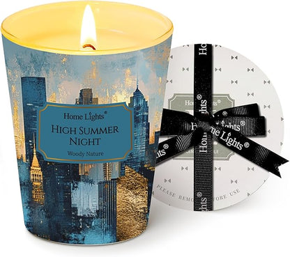 HomeLights High Summer Night Scented Candles | 6.7oz Soy Candles Industrial Chic Large Candle Jars | Ideal Candle Gifts for Events, Home Decor Stress, Relief & Relaxation
