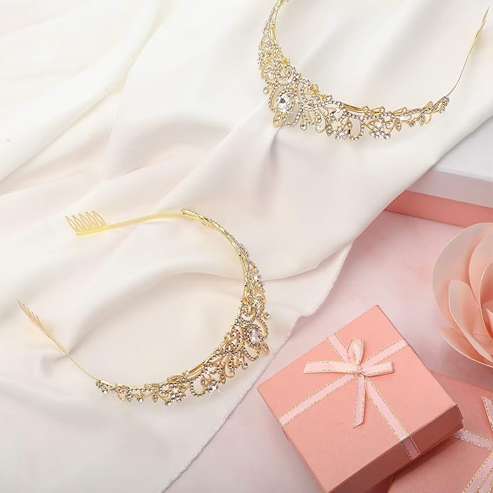 BBTO 10 Pcs Crystal Tiara and Crowns for Women Girls Princess Rhinestone Crown Queen Headband with Combs Bride Tiara for Birthday Party Wedding Prom Hair Accessories