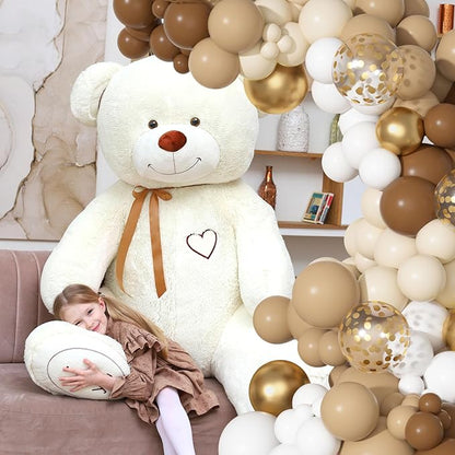 Ouddy Party Brown Balloons Arch Garland Kit, Different Sizes 18 12 10 5 Inch Brown Nude Gold Boho Neutral White Latex Metallic Confetti Balloon for Bear Baby Shower Safari Birthday Party Decorations