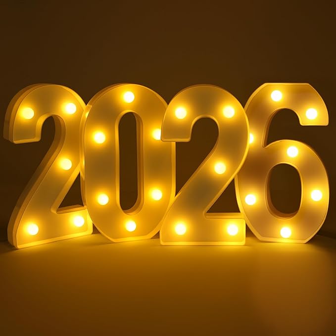 KatchOn, LED Light Up Numbers 2026-8.2 Inch, Light Up 2026 Sign | 2026 Number Light Up Sign for Happy Happy New Year Decorations 2026 | LED Happy New Year 2026 Sign