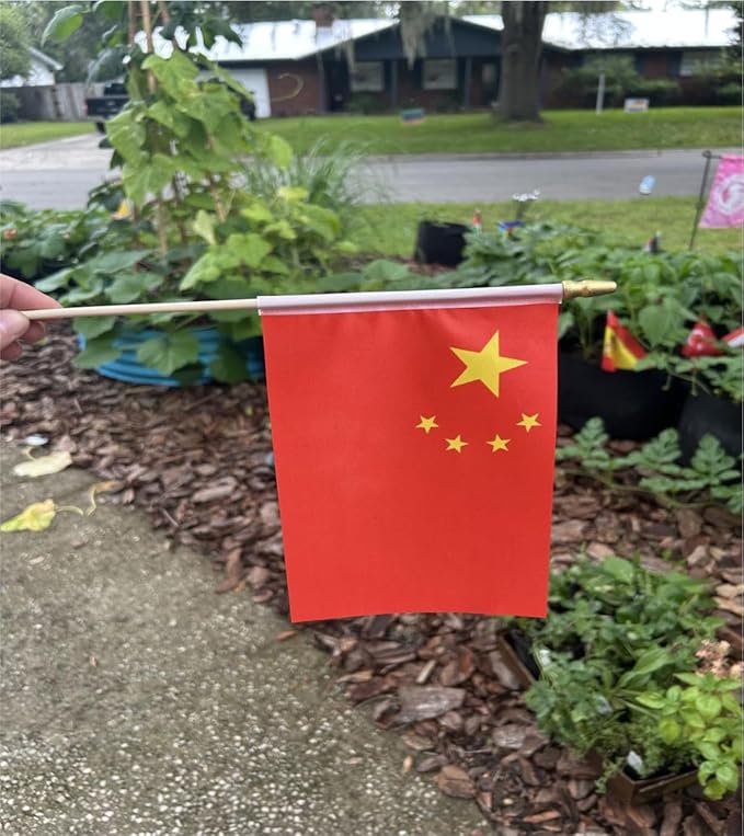 20 Pack China Flags Chinese Stick Flag Small Mini Handheld Flags for National Day, Sports Events, Party Decorations (5×8 Inches)