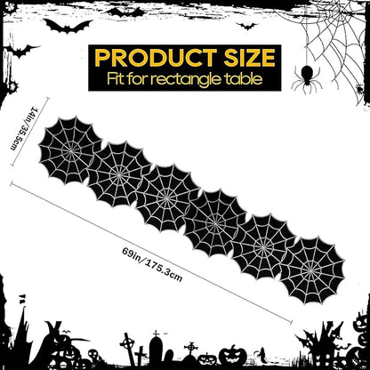Joyfol Day Halloween Table Runner 14 x 69 Inch, Embroidered Spider Web Table Runners, Black Fireplace Mantel Scarf, Halloween Table Decorations for Parties Gothic Scary Nights