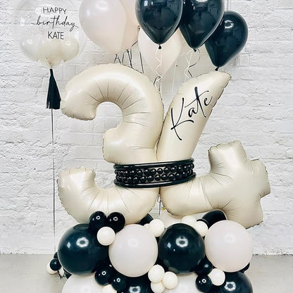 40 Inch 4 Balloons, Large Beige Number 4 Balloon for 4th Birthday Foil Number Balloons Set 0-9, Self Inflating White Sand Digital 4 Helium Balloon for Girls Birthday Women Anniversary Party Decoration
