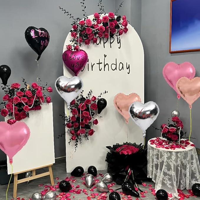 8 pcs heart-shaped balloons, 18 inch heart-shaped foil balloons, suitable for wedding decoration, engagement, birthday, holiday, Valentine's Day party theme decoration