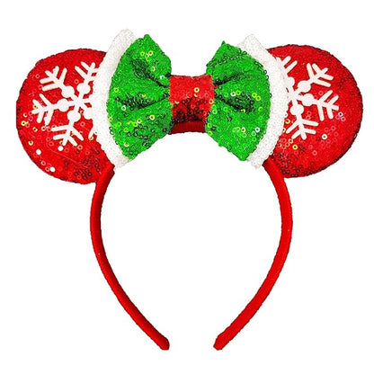 ASAHEL Mouse Ears Headbands Fashion Shiny Bows Mice Ears Birthday Parties Themed Events (Snow, Onesize)