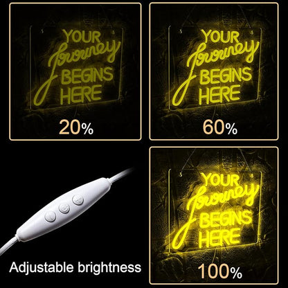 NOSUN Journey Begin Neon Sign Wedding Neon Signs for Wall Decor LED Sign Yellow Neon Light Sign Neon Lights with Dimmable Encourage for Bedroom Bar Club Apartment Home Party