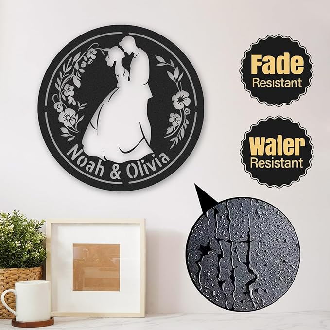 Personalized Anniversary Wedding Gifts for Couples, Metal Signs Customized, Family Name Sign, Metal Art Wall Decor, Home Decor, Valentines Day Gifts, Engagement Bridal Shower Gifts Color05