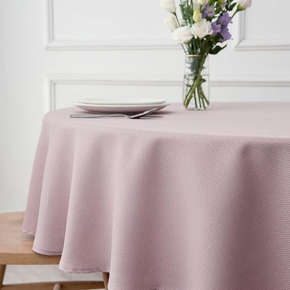 maxmill Round Textured Tablecloth Spill-Proof Wrinkle Free Soft Jacquard Table Cloth for Circular Table Cover, for Dining Room Buffet Banquet Parties Holiday Dinner, 70 Inch Dusty Pink