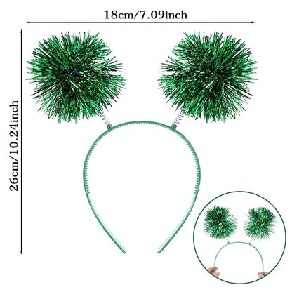 Pompom Headband,Green Headbands with Fluffy Balls, Pom Pom Headbands, for Fancy Dress Cosplay Hair Jewelry Accessories for Women Girls Party Birthday