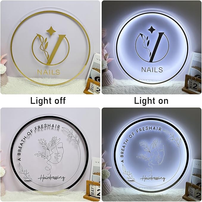 Custom Business Logo Neon Sign,Custom Acrylic Backlit Neon LOGO Signs with Metal,Personalized LED Logo Customize Logo for Beauty Salons, Cafes, Offices, Studio Sign, Boutique, Outdoor