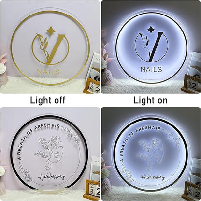 Custom Business Logo Neon Sign,Custom Acrylic Backlit Neon LOGO Signs with Metal,Personalized LED Logo Customize Logo for Beauty Salons, Cafes, Offices, Studio Sign, Boutique, Outdoor