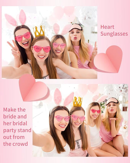 20 Pairs Heart Sunglasses for Women Bulk Transparent Pink Heart Shaped Sunglasses Bachelorette Party Glasses Fun Glasses for Party Favor to Add A Splash of Fun(20Pcs Pink+Rose Red)