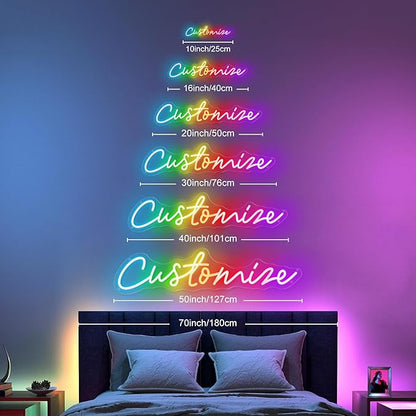 Upgraded Custom Neon Signs, RGB Rainbow Color Changing Neon Light, LED Neon Sign Customizable for Wall Decor, Personalized Neon Sign for Wedding Birthday Party Gift Bedroom Bar Game Room Decorations
