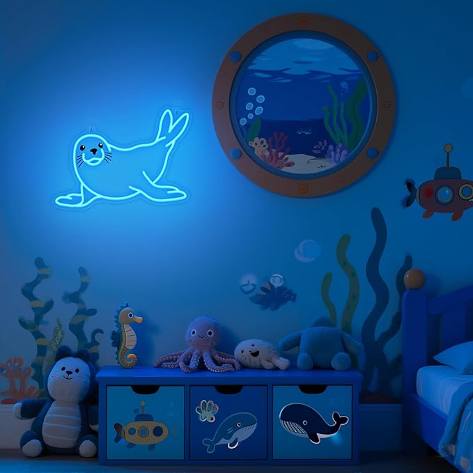 Seal Neon Sign, Dimmable Wall Decor Light. Birthday Party Decorations for Home, Patio, Garden, Bars, Restaurants, Hotels, Stores, Clubs, Gift for Friends Family and Kids