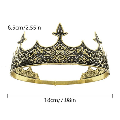 Generic King Crowns for Men, Theme Party Metal Hair Band for Men Headband Black Headbands (Pale Gold)