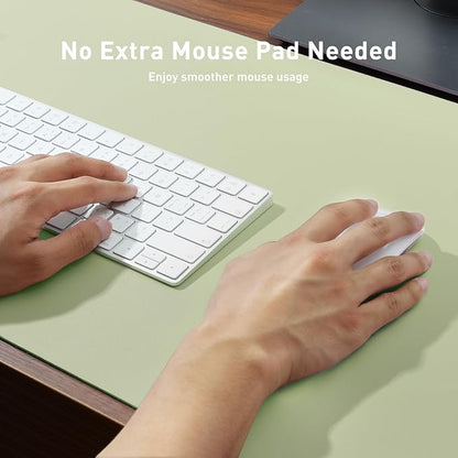 Aothia Faux Leather Desk Mat - Non-Slip PU Leather Desk Blotter, Waterproof Writing Surface, Large Desk Pad for Office & Home (Grass Green, 55" x 24")