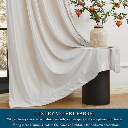 PRIMROSE Cream Ivory Curtains 84 inch for Living Room,2 Panels Drapes Blackout Rod Pocket Back Tab Window Treatment Room Darkening Thick Decorative Curtains for Bedroom
