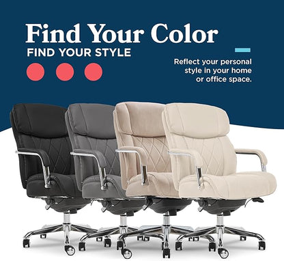 La-Z-Boy Sutherland Ergonomic Fabric Swivel Computer and Desk Chair, Cream (CHR10048D)