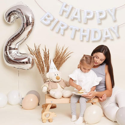 Felt Happy Birthday Garland Rainbow Banner Reusable Happy Birthday Sign Party Supply for Party Decor(White Color,Normal)